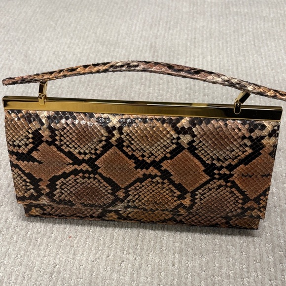 Judith Leiber Handbags - Judith Lieber Snakeskin Top-Handle Clutch